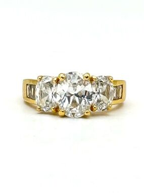 Engagement Ring / Cocktail Ring CZ Goldtone Size 7